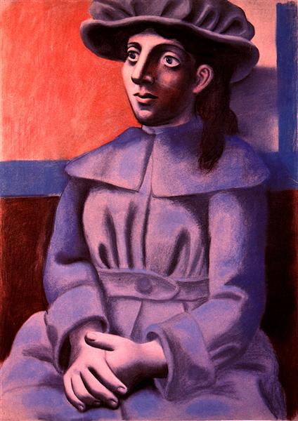 Pablo Picasso Oil Painting Girl In A Hat With Her Arms Crossed